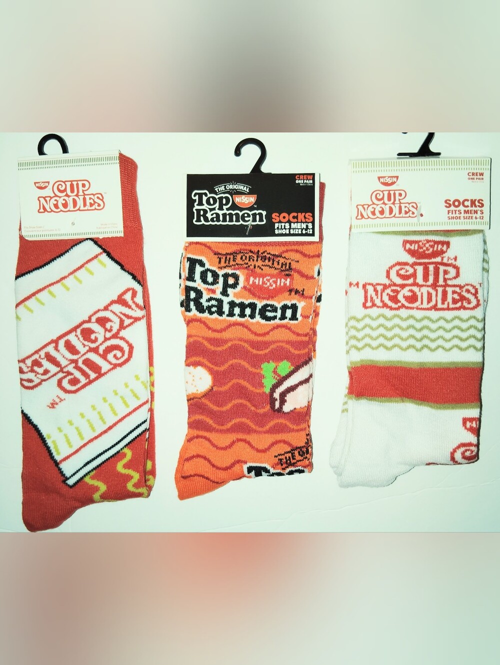 3 Top Ramen Cup Of Noodles Crew Socks Unisex Adult Size NWT